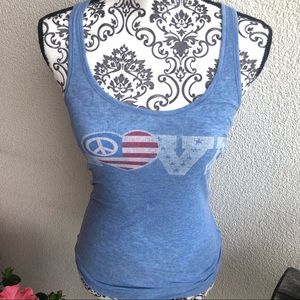 Victoria’s Secret Pink Love Peace Blue Tank Top